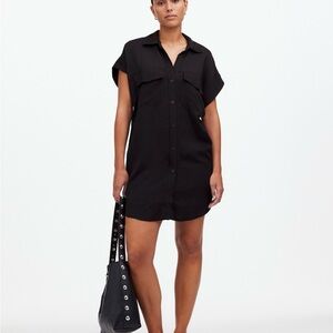 NWT Madewell Utility Button-Front Mini Dress Oversized M Short Sleeve